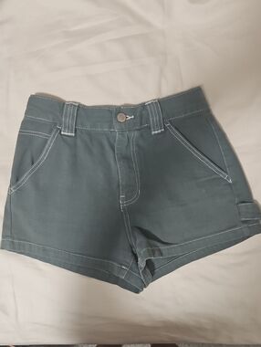 PacSun Women's Teal High-Rise Shorts with Contrast Stitching